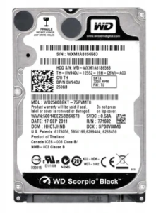 LAPTOP-FESTPLATTE 250GB 2.5“ 7200 RPM
