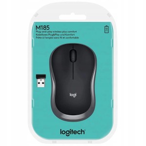 Myszka Bezprzewodowa Logitech M185 Szara Optyczna 1000dpi USB 2.4GHz