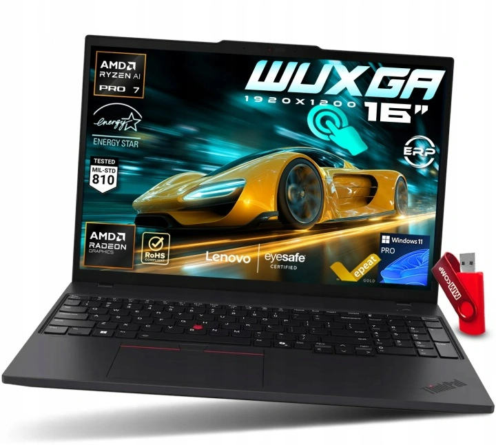 Dotykowy Mocny Laptop Lenovo ThinkPad T16 G4 Ryzen AI 7 16GB 512GB SSD 16" WUXGA 1920x1200 IPS AMD Radeon 860M W11 PRO / dla Managera Pracownika.webp