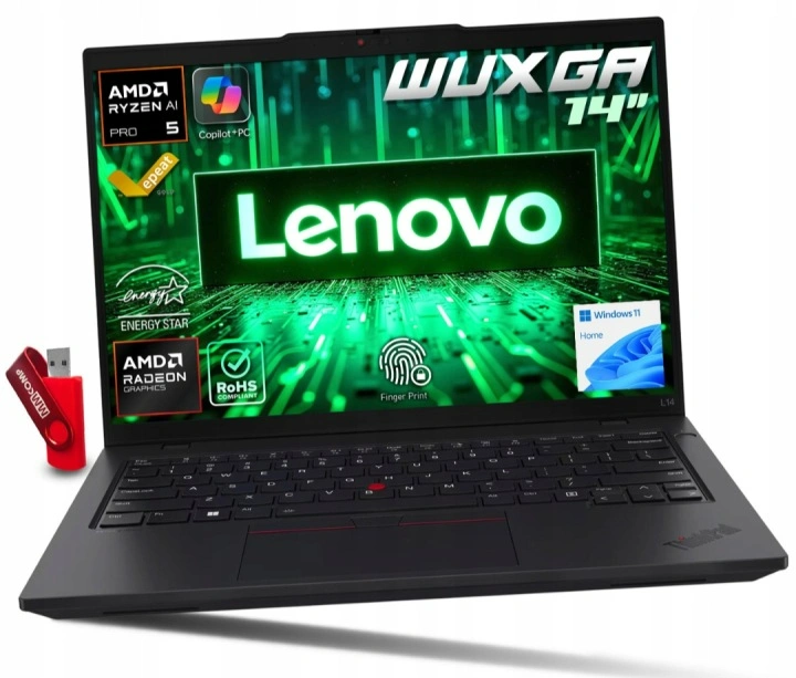 Szybki Laptop Lenovo ThinkPad L14 G6 Ryzen AI 5 PRO / 16GB / 512GB SSD - 14" WUXGA 1920x1200 IPS AMD Radeon 840M Win 11 / laptop do Biura Pracy ksiegowosci managera pracownika.webp