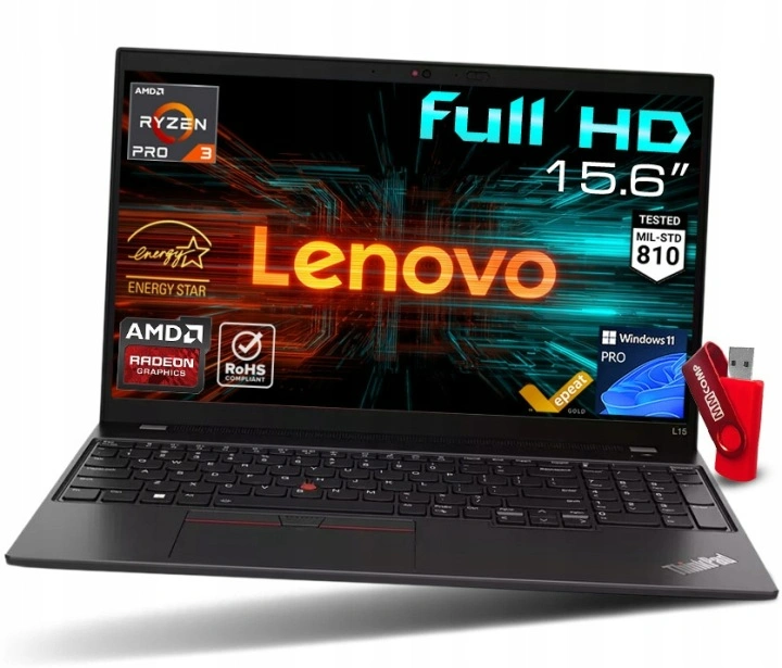 Laptop Lenovo ThinkPad L15 G4 Ryzen 3 PRO / 16GB / 512GB SSD 15,6" FHD 1920x1080 IPS AMD Radeon Graphics Win 11 / do Pracy Nauki.webp