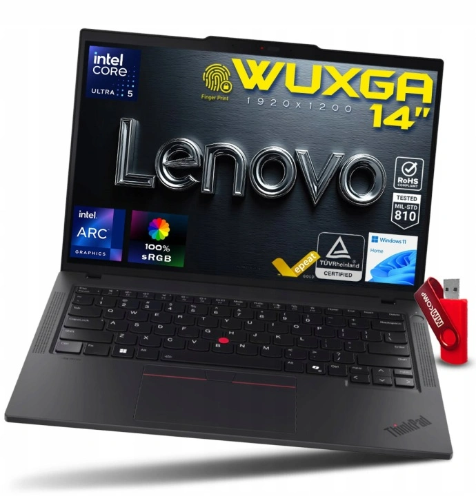 Laptop Lenovo ThinkPad T14 G6 Ultra 5 228V / 32GB / 256GB SSD 14" WUXGA 1920*1200 IPS 100% sRGB Intel Arc 130V Win 11 / do Biura Księgowości Dokumentów.webp
