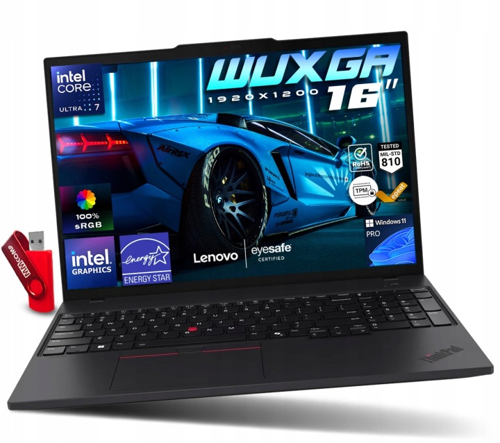 Szybki Laptop Lenovo ThinkPad T16 G4 Core U7 255U / 16GB / 256GB SSD - 16" WUXGA 1920x1200 IPS 100% sRGB Intel Graphics W11 PRO / do Pracy Finansów Biznesu .jpg