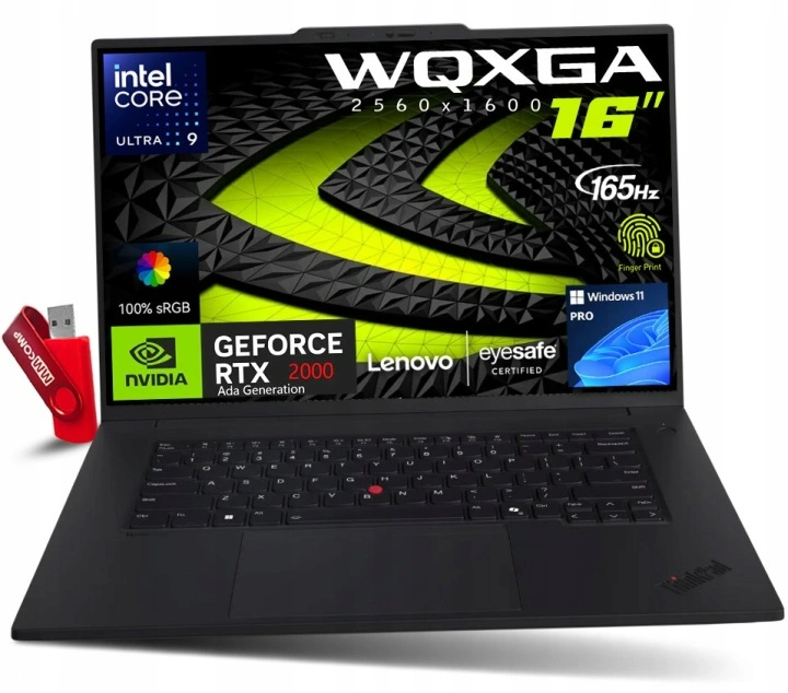 Mocny Laptop Lenovo ThinkPad P1 G7 Intel Ultra 9 / 64GB / 1TB SSD 16" WQXGA 2560x1600 IPS, 165Hz 100% sRGB Nvidia RTX 2000 Ada 8GB Win 11 PRO / dla Grafika Twórcy Muzycznego Filmowego.webp