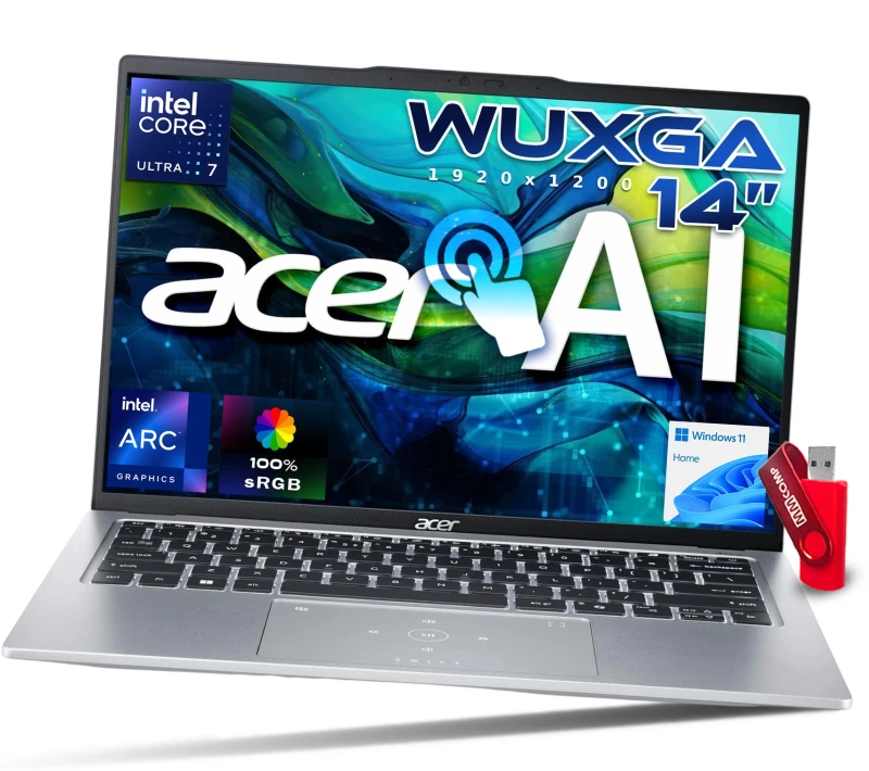 Dotykowy Laptop Acer Swift Go 14 Core Ultra 7 155H / 16GB / 256GB SSD - 14" WUXGA 1920x1200 IPS 100% sRGB Intel Arc Graphics Win 11 / dla Domu Nauki Przeglądania Internetu.webp