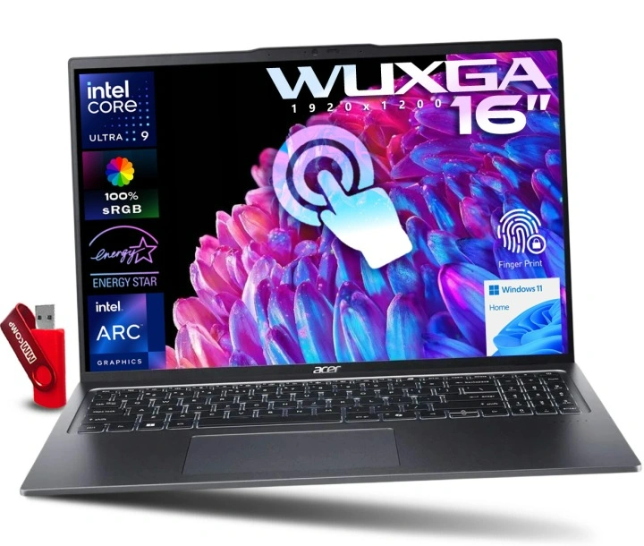 Dotykowy Mocny Laptop Acer Swift Go 16 Intel Ultra 9 185H 32GB / 512GB SSD - 16" WUXGA 1920x1200 IPS 100% sRGB Intel Arc Graphics Win 11 / do Wszechstronnego Użytku do nauki dla domu.webp