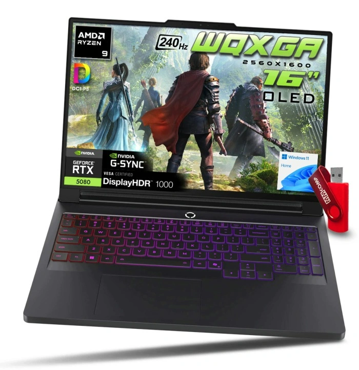 Mocny szybki Laptop Gamingowy Lenovo Legion Pro 7 Ryzen 9 / 32GB / 1TB SSD - 16" WQXGA 2560x1600 OLED 240Hz 100% DCI-P3 HDR1000 G-SyNC GeForce RTX 5080 16GB GDDR7 Win 11 / E-Sport Streaming .webp