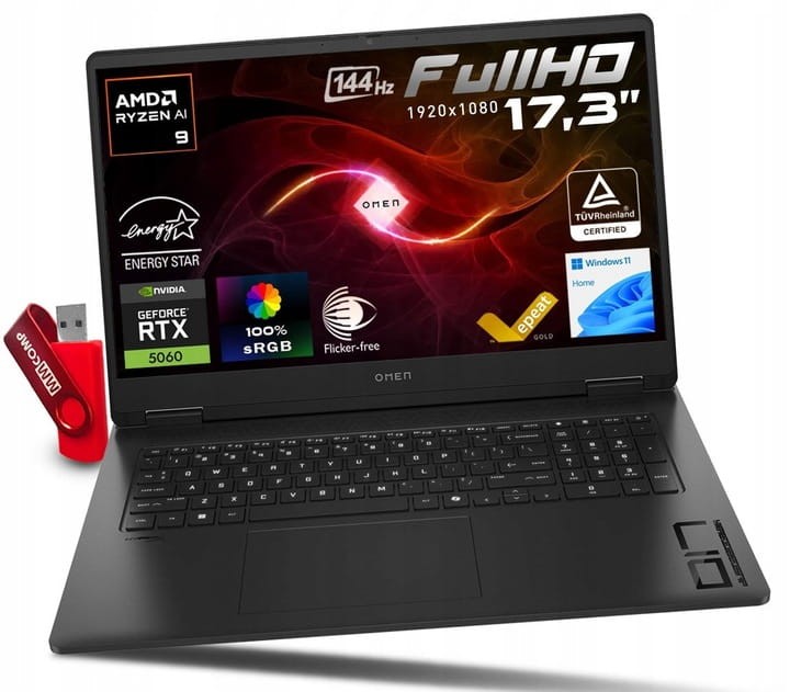 Laptop Gamingowy HP OMEN 17 AMD Ryzen AI 9 32GB DDR5 1TB SSD 17,3" Full HD 1920x1080 IPS 144Hz 100% sRGB GeForce RTX 5060 8GB GDDR7 Windows 11.jpg