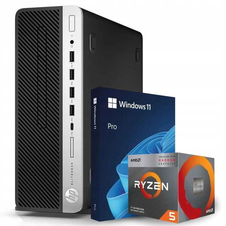 Komputer Stacjonarny HP EliteDesk 705 G5 SFF Ryzen 5 PRO 3400G / 8GB / 256GB SSD Radeon Vega 11 Graphics Win 11 Pro / do Nauki Pracy.webp